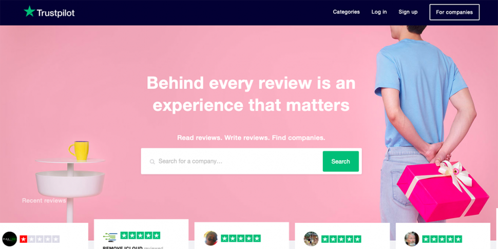 trustpilot product feedback tool homepage