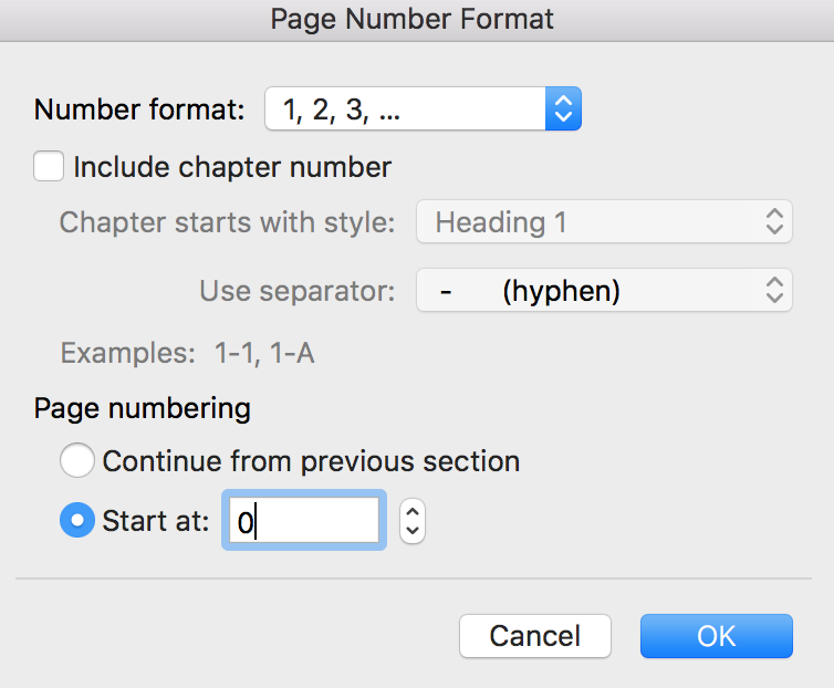 How to write a book in Word - Page number format