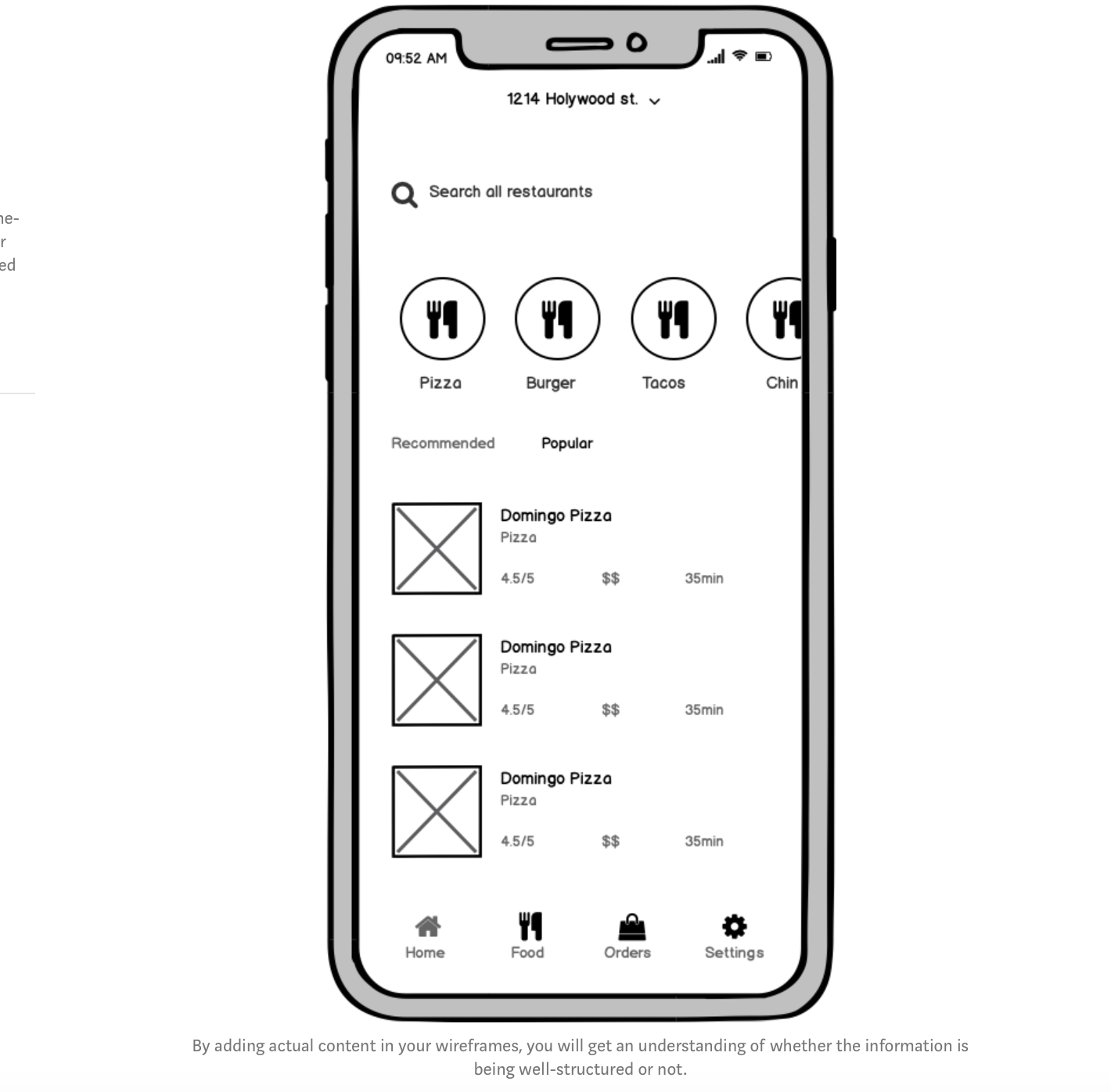Mockup testing: Wireframes