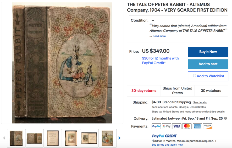 eBay product sourcing: Rare book example