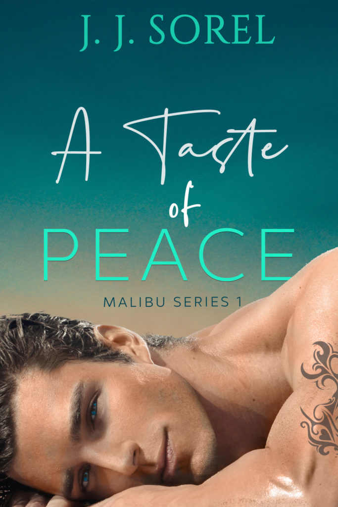 Romance book cover showing a shirtless man with a sexy stare