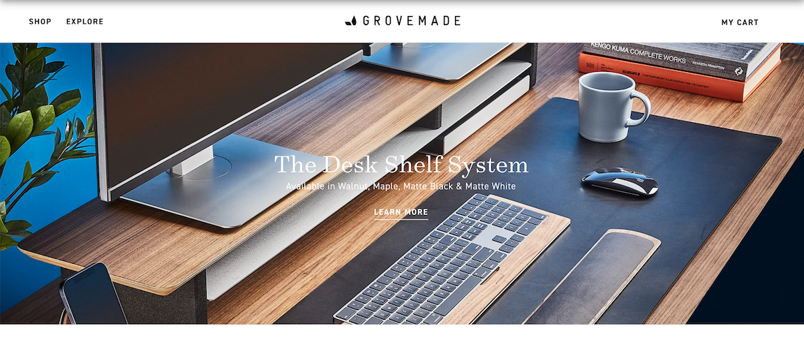 Homepage of Grovemade website