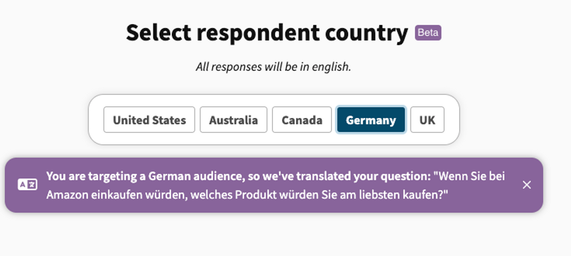 Question Translation feature in the Poll Builder - translating a Spanish question to German