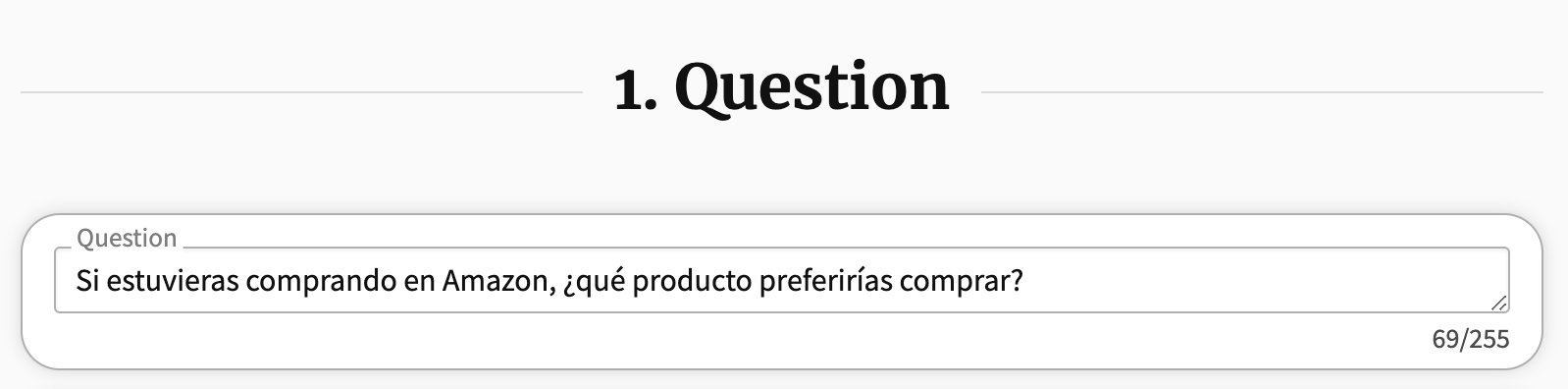 Question Translation feature in the Poll Builder: asking a question in Spanish 