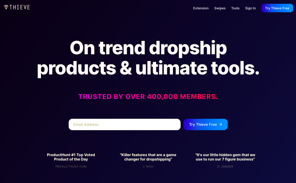 Thieve dropshipping research tool