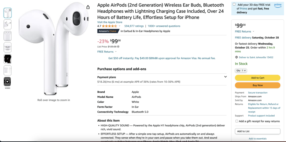 
screenshot-of-amazon-listing-airpods