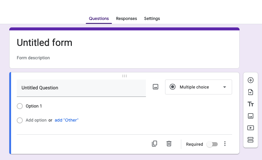 Screenshot of a default Google forms
