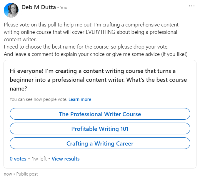 LinkedIn-poll-done-by-deb-asking-about-content-courses