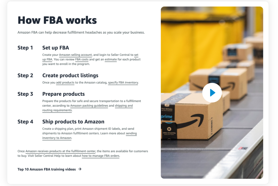 Is Amazon FBA worth it - How it works - screenshot from Sell.amazon.com