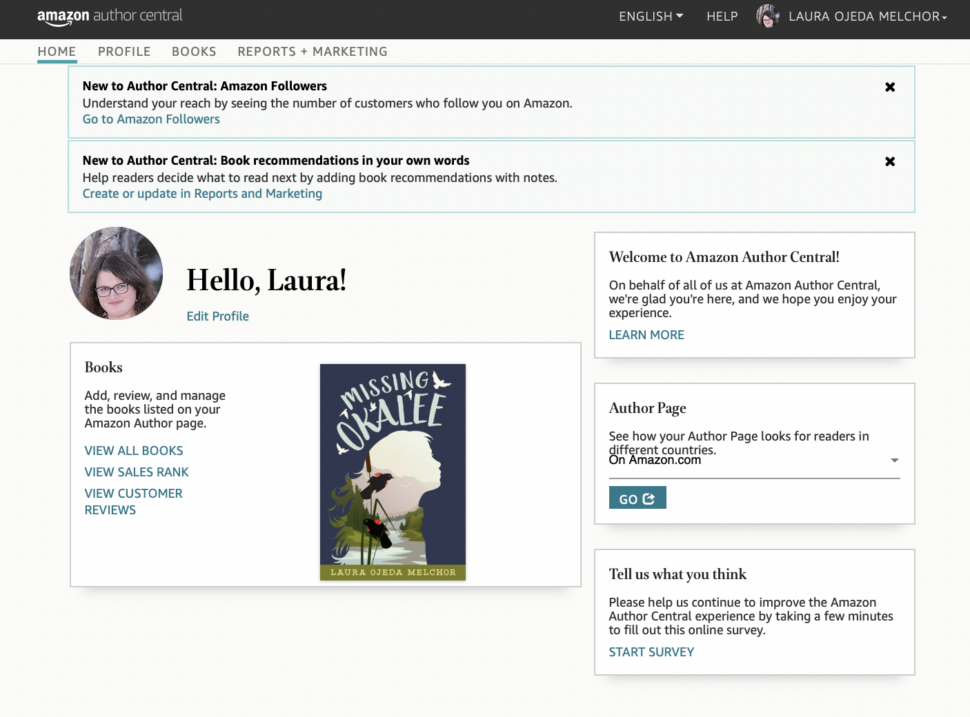 author-central-5-Laura's dashboard