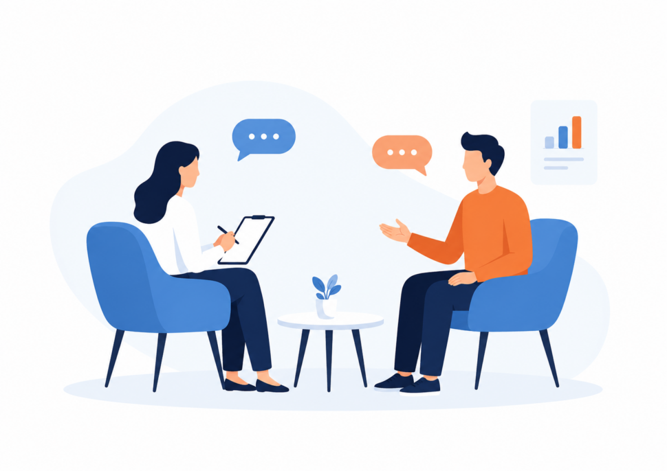One-on-one interview illustration for focus group alternatives article.