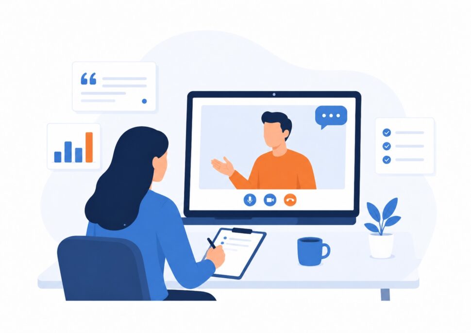 Virtual in-depth interview illustration for qualitative research article.