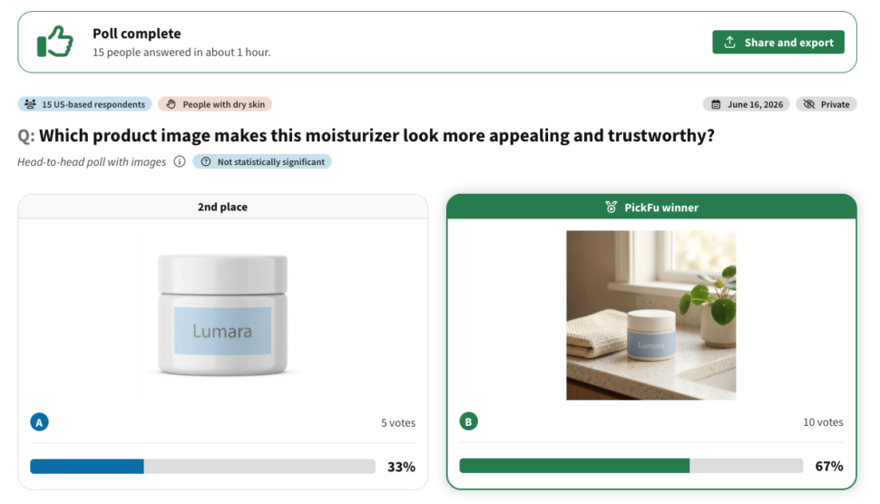 Which product image makes this moisturizer look more appealing and trustworthy